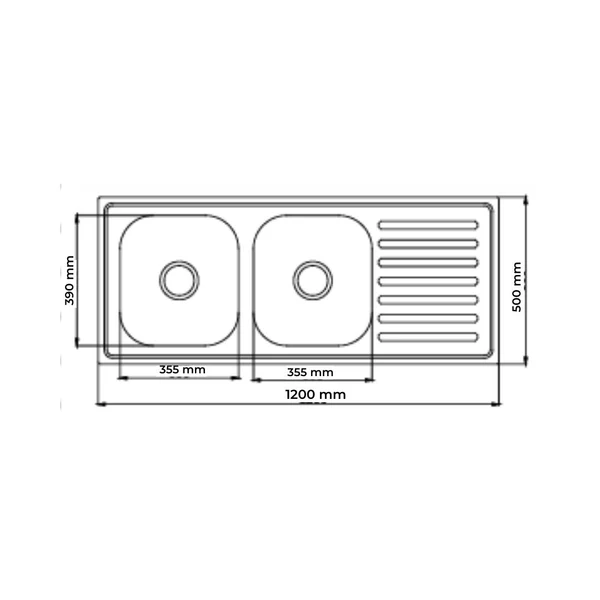Futura Stainless Steel Sink Dura Series DURA DOUBLE BOWL WITH DRAIN BOARD 47 X 20 ( 47 x 20 inches ) - Satin - Image 4