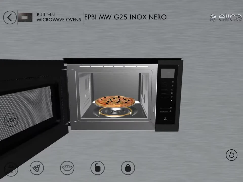 Elica EPBI MWO G25 INOX NERO 25 L Built-in Microwave with Grill & Touch Control - Image 2