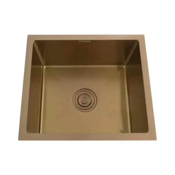Futura Stainless Steel Sink Hand Carved Color Series SINGLE BOWL FS 1816 HM ( 18 x 16 inches ) - Copper Rose - Image 2