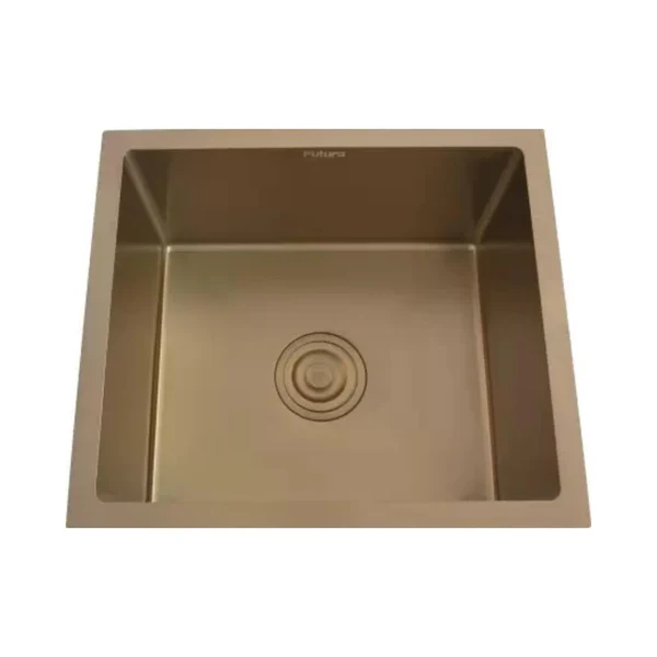 Futura Stainless Steel Sink Hand Carved Color Series SINGLE BOWL FS 1816 HM ( 18 x 16 inches ) - Rose Gold - Image 2