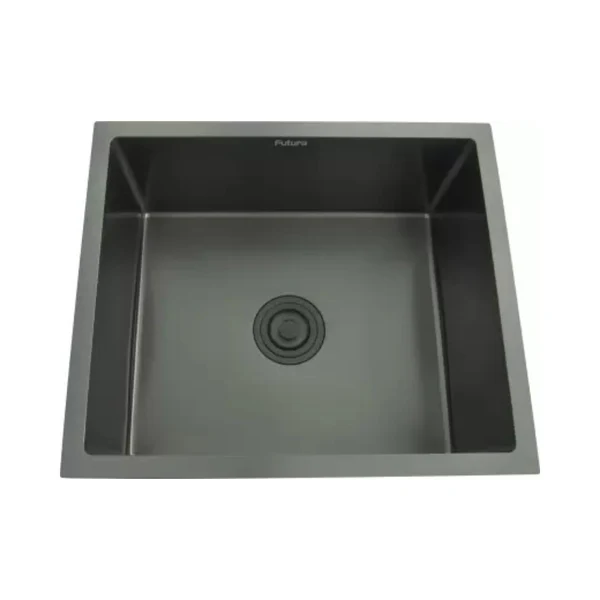 Futura Stainless Steel Sink Hand Carved Color Series SINGLE BOWL FS 2118 HM ( 21 x 18 inches ) - Black Satin - Image 2
