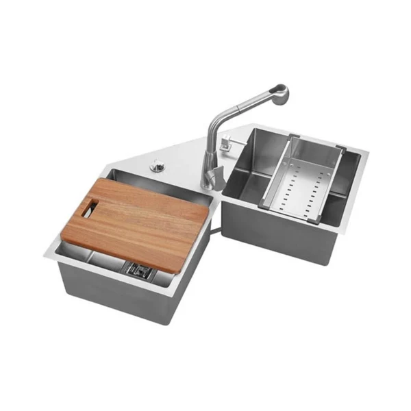 Futura Stainless Steel Sink Intelligent Series DOUBLE BOWL FS 3333 IS ( 34 x 34 inches ) - Brush - Image 2