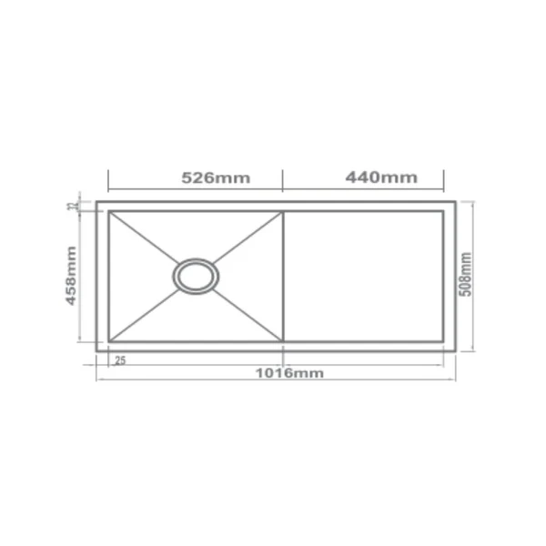 Futura Stainless Steel Sink Hand Carved Series SINGLE BOWL WITH DRAIN BOARD FS 4020 HM ( 40 x 20 inches ) - Brush - Image 4