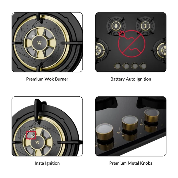 Hafele 86 cm 3 Burner Hob Altius Plus Matt Series ALTIUS PLUS MATT GLASS 390 - Image 4