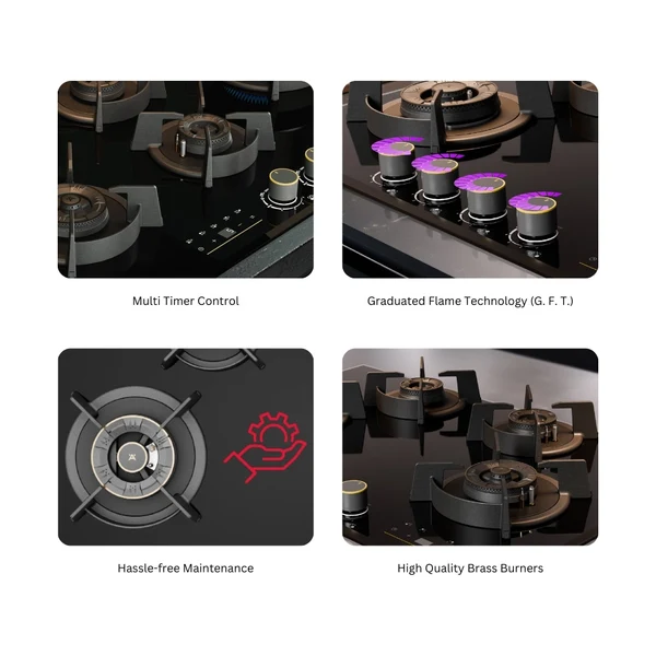 Hafele 90 cm 5 Burner Hob Cronus Series CRONUS 590 - Image 2