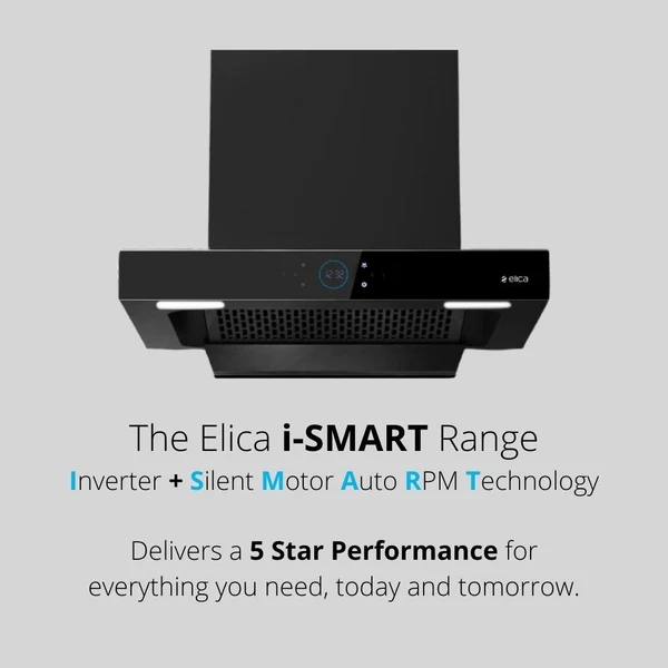 Elica 60 cm Wall Mounted Chimney Ismart Series/ 2300RPM/ ISMART SPOT FL HAC 60 LTW NERO/ 15 Years warranty - Image 3