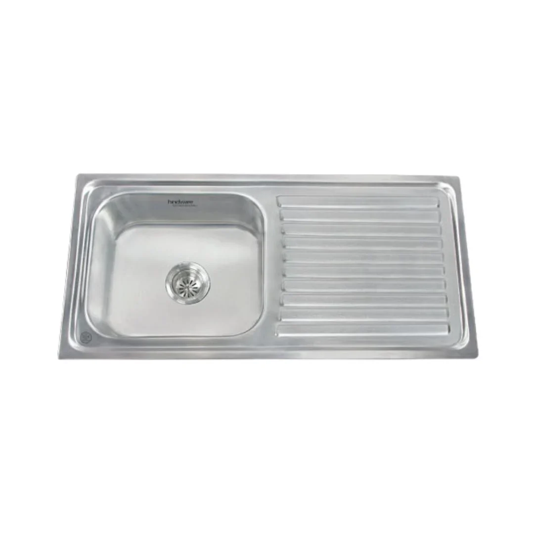 Hindware Stainless Steel Sink Pressed Series SINGLE BOWL WITH DRAINER PLATINO 32 x 20 x 8 ( 32 x 20 inches ) - Matt
