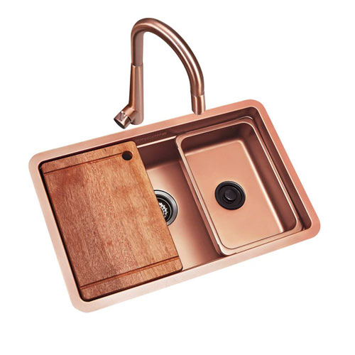 SINCORE SARUS (ROSE GOLD) Transform Your Kitchen Experience with the Innovative Design of SARUS ROSE GOLD. First time in India Multifunction sink with PVD coating. Antifungal coating to protect the sink from bottom. - Image 2