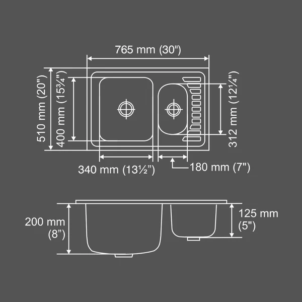 Nirali Stainless Steel Sink D'Signo Range FANTASY SMALL ( 30 x 20 inches ) - Satin - Image 4