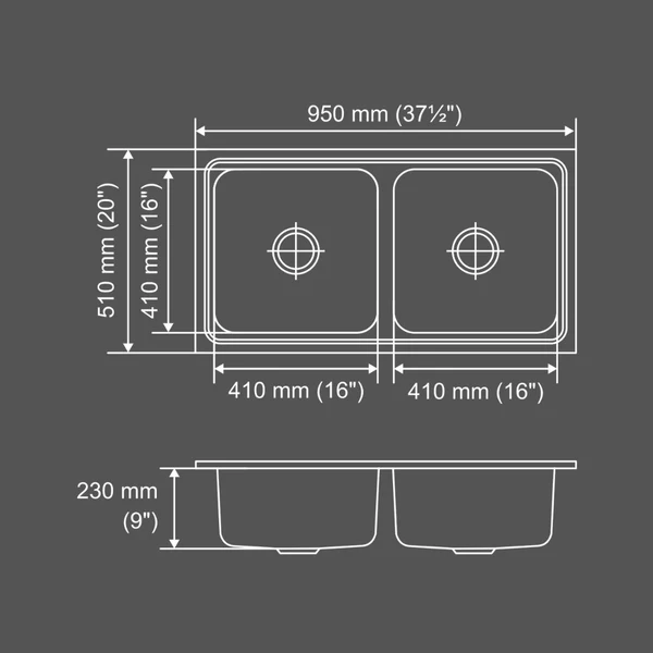 Nirali Stainless Steel Sink Silent Square Range OPAL SMALL ( 37.5 x 20 inches ) - Glossy - Image 4
