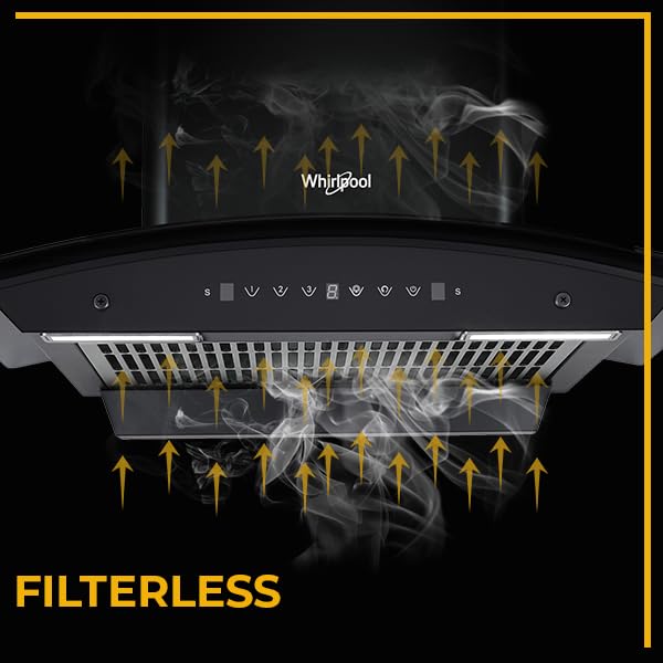 Whirlpool 60cm 1350 m3/hr Filterless Autoclean Kitchen Chimney 11 Years Warranty on Motor and 5 Years Comprehensive CGFL 604 HAC BK HOOD | Gesture Control| Black - Image 4