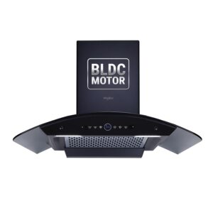 Whirlpool 90cm 1600 m3/hr BLDC Filterless Autoclean Kitchen Chimney | Free Installation | 11 Yrs WARR on Motor and 5 Yrs Comprehensive| CGFL PRO 900 BLDC HAC BK HOOD| Black| Touch Control| RPM Display