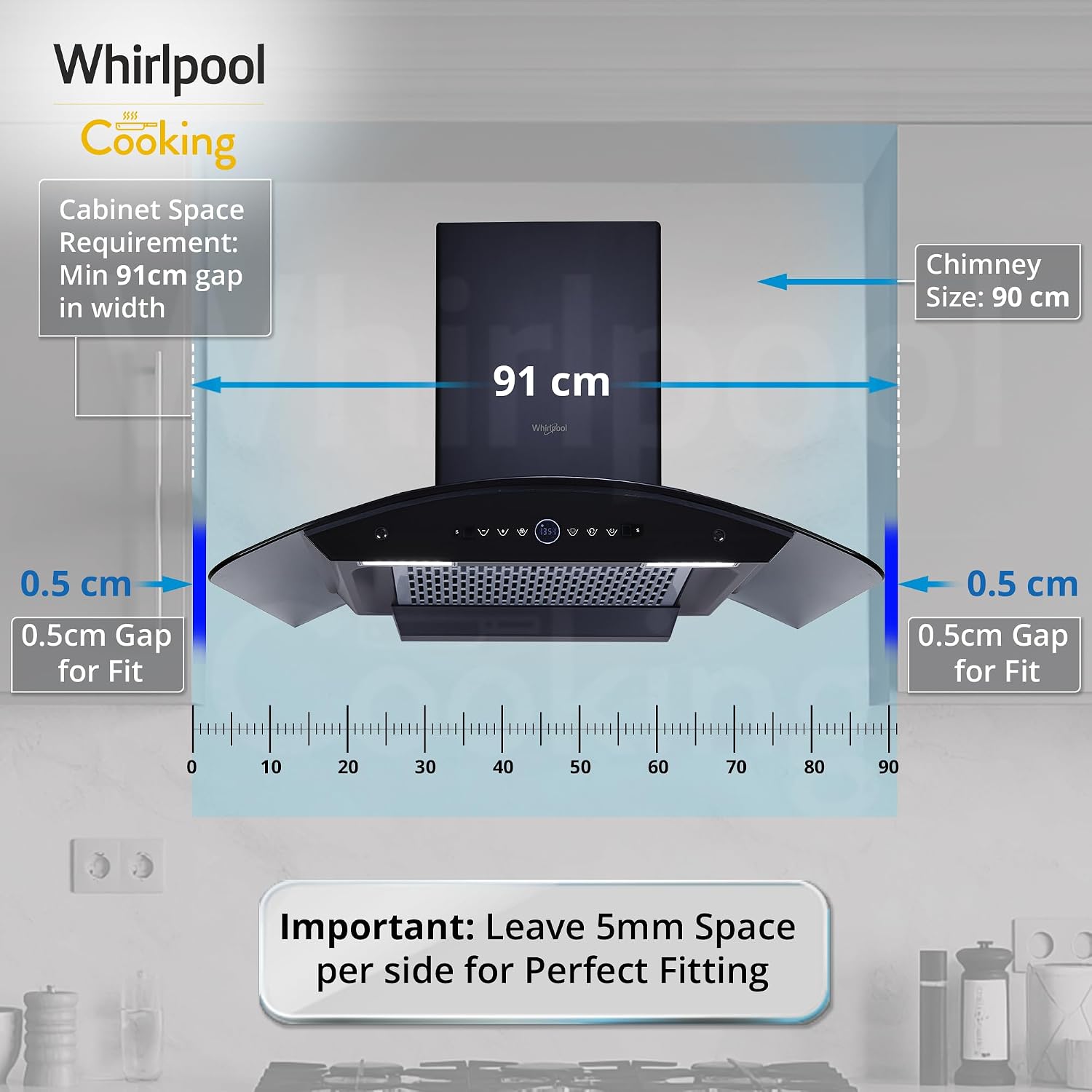 Whirlpool 90cm 1600 m3/hr BLDC Filterless Autoclean Kitchen Chimney | Free Installation | 11 Yrs WARR on Motor and 5 Yrs Comprehensive| CGFL PRO 900 BLDC HAC BK HOOD| Black| Touch Control| RPM Display - Image 2